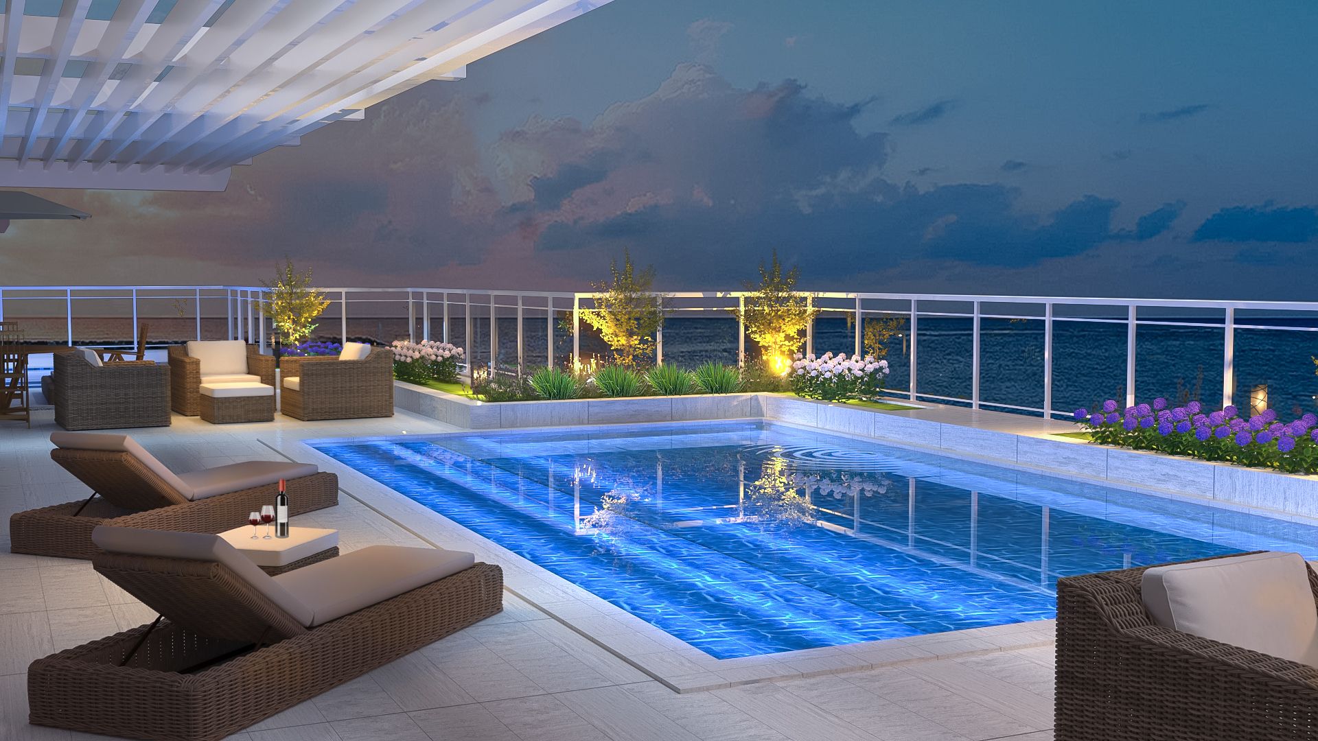 Rendering of the penthouse-level swimming pool